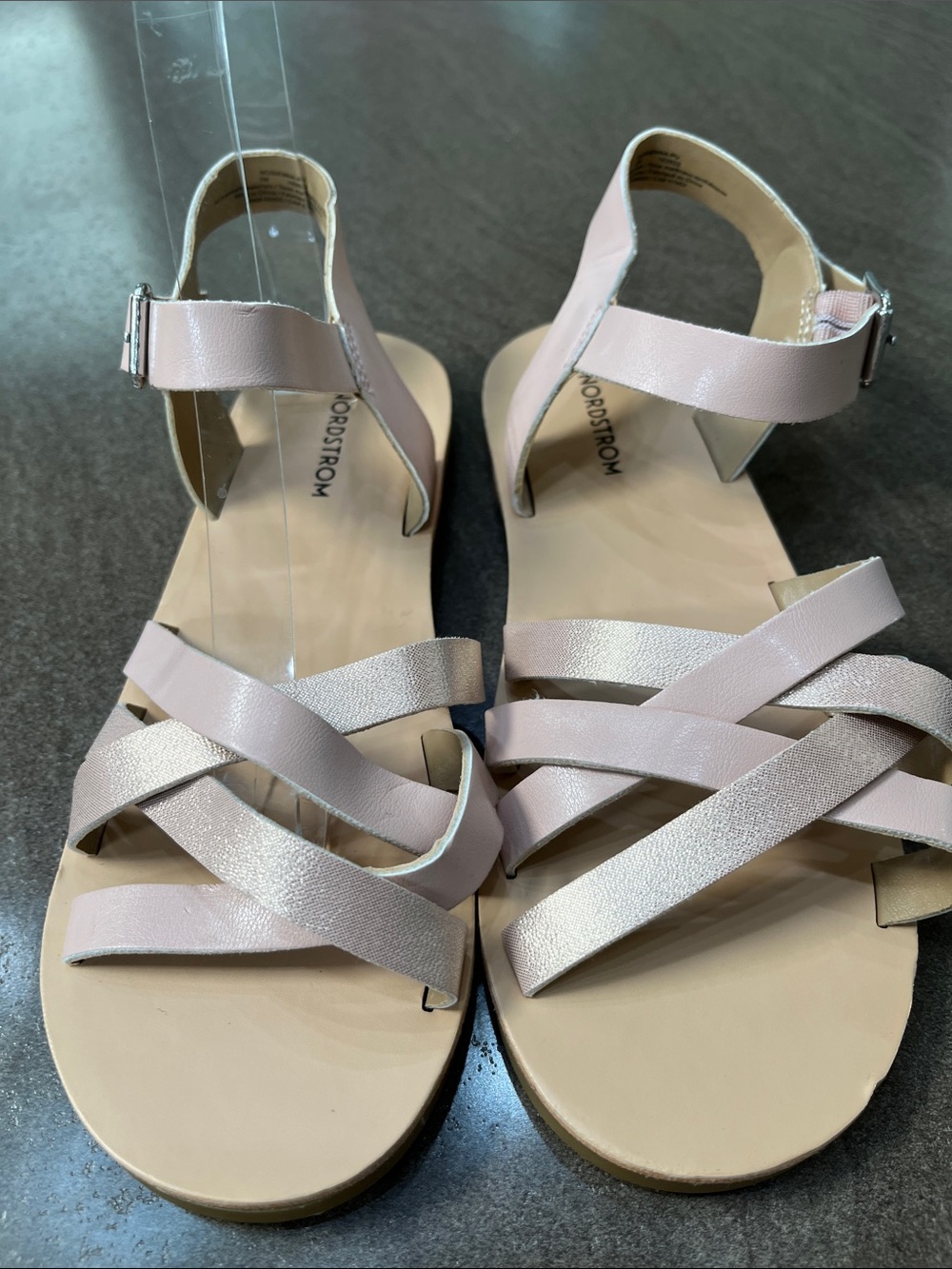Nordstrom Girls Pale Pink Strappy Ankle Buckle Sandals